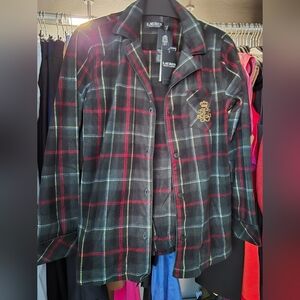 Ralph Lauren Green and Red Plaid Pajama Top